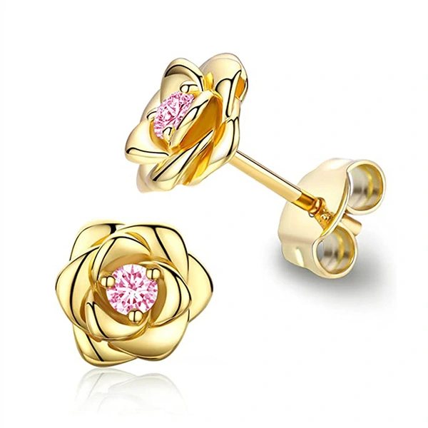 Rose series small fragrance style earrings flower design exquisite fashion sweet style versatile temperament earrings