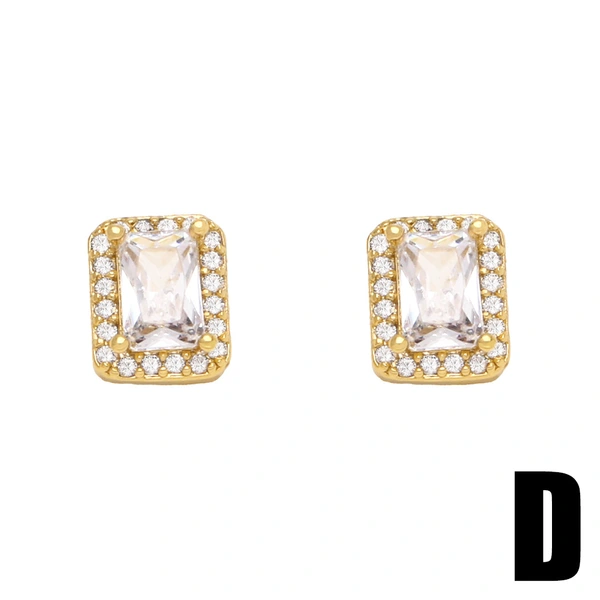 Colored zirconium geometric heart earrings earrings for women European and American fashion simple style Internet celebrity retro snake earrings era014