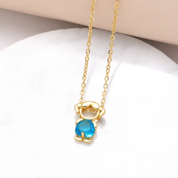 AS jewelry girl pendant necklace copper plated real gold heart-shaped zircon clavicle chain nka031