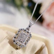 2022 early spring new jewelry hollow micro-inlaid diamond square necklace female trend light luxury pendant pendant