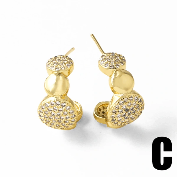 AS jewelry Europe and the United States hot selling full zircon round irregular gold-plated earrings eru48 earrings