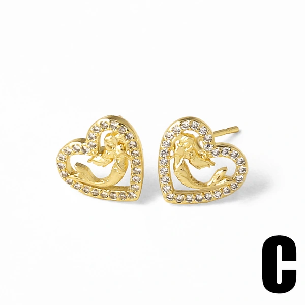 AS jewelry hot selling ocean style starfish love sailboat gold plated earrings earrings female ery43