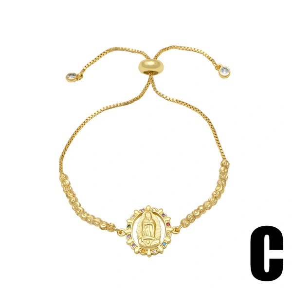 AS jewelry European and American love Virgin Mary zircon bracelet female copper plated 18K real gold bracelet jewelry accessories brf28