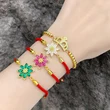 Hot selling zircon flower bracelet women's simple niche design personality adjustable red rope bracelet brk21