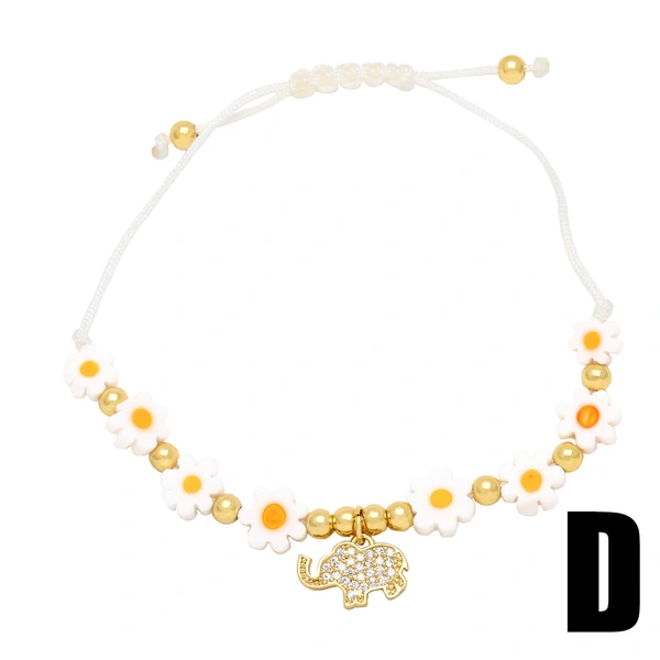 Clearance flower bracelet women's love bear pendant bracelet niche color girlfriends handmade beaded hand jewelry brj89