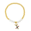 26 English letters bracelet female European and American copper beads pearl elastic bracelet fashion crown letter bracelet brf80