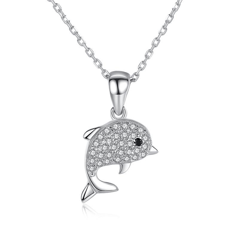 Xiaohongshu same necklace Korean version of the forest style Dolphin Love Pendant Necklace Women's niche design clavicle chain