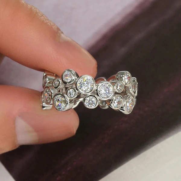 Korean style combination geometric round ring female design niche unique style net red style zircon jewelry