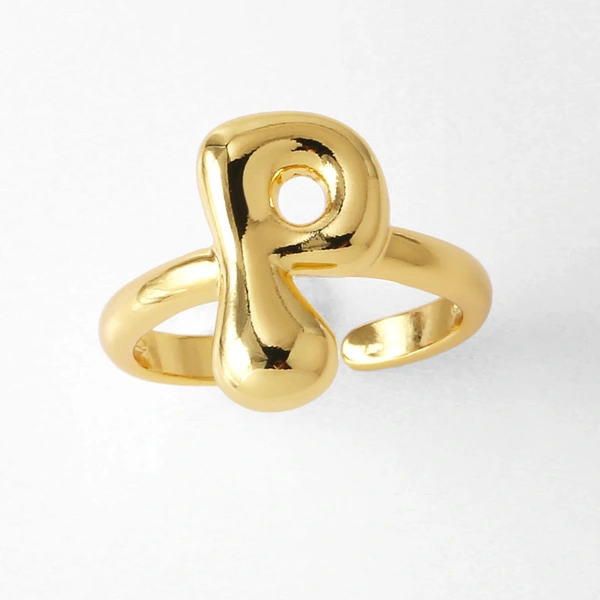 AS jewelry smooth 26 English letters ring female copper plated real gold open ring rih04