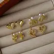 AS jewelry niche design pearl heart flower earrings women's gold-plated earrings ert07