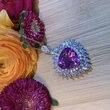 Luxury Heart-Shaped Amethyst Pendant for Women, Ruili Magazine Style Colored Gemstone Imitation Amethyst Necklace