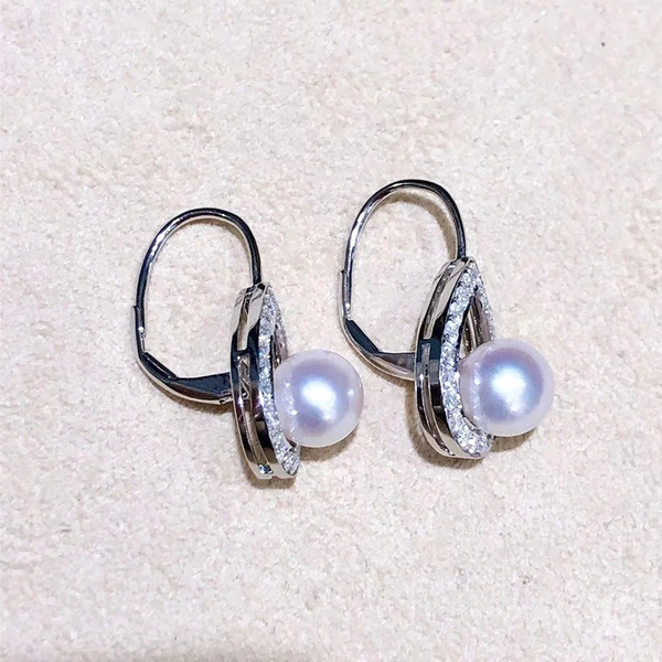  Seiko water drop shiny earrings versatile imitation pearl Korean ear hooks fashionable Korean style popular earrings