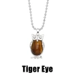 Hot selling crystal agate owl necklace retro punk style owl pendant silver sweater chain nkb660