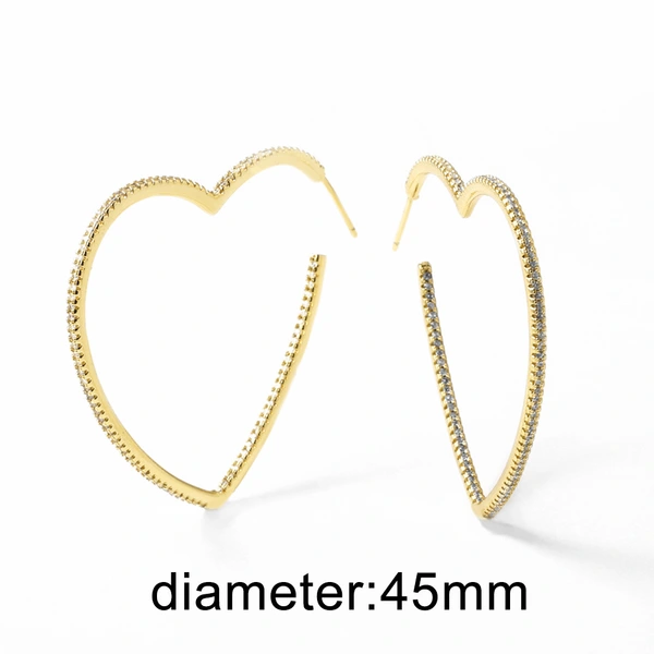 AS jewelry European and American new copper plated 18k gold love heart-shaped hollow zircon earrings earrings erz90