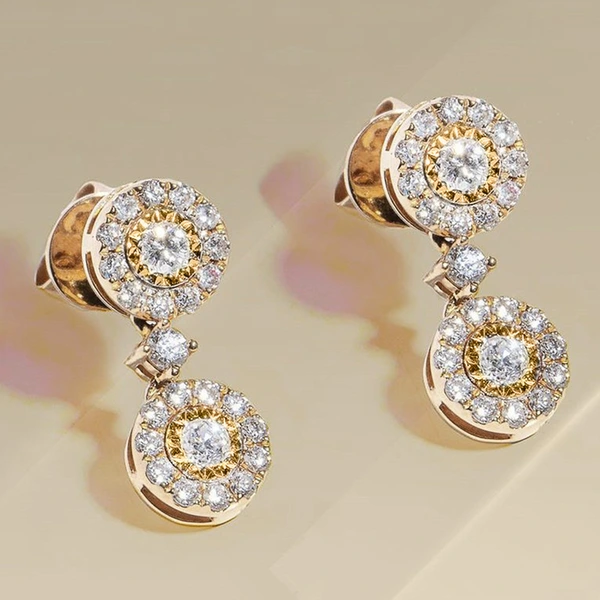 European and American fashion women's earrings full of diamonds, round zircon earrings, exquisite crystal earrings are hot selling
