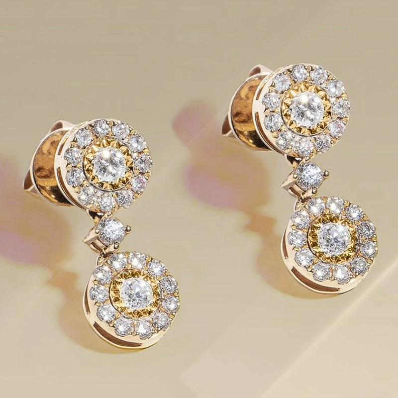 European and American fashion women's earrings full of diamonds, round zircon earrings, exquisite crystal earrings are hot selling