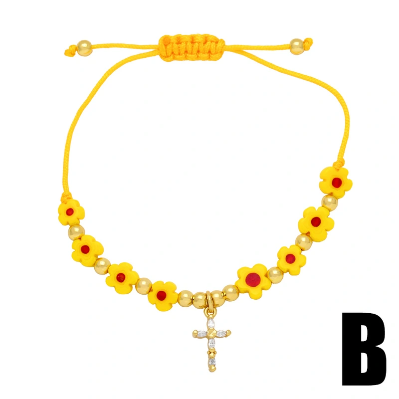 Clearance hot sale retro candy color glass flower bracelet net celebrity fashion rainbow bracelet female brj84