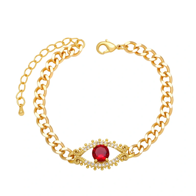 Clearance European and American Cuban chain devil eye bracelet men and women hip hop trend evil eye hand jewelry wholesale brj70