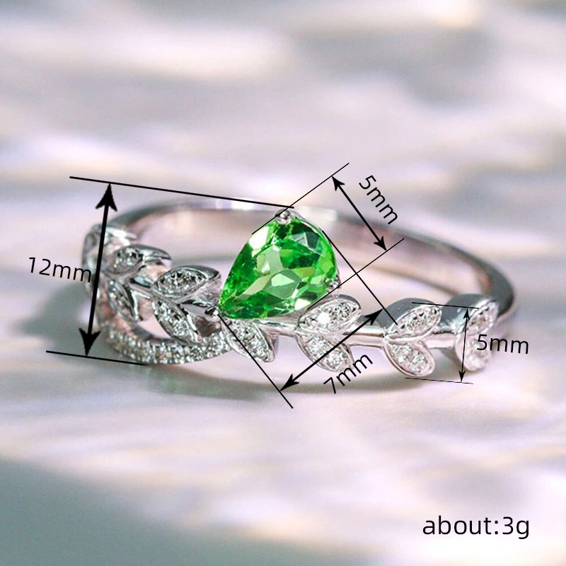  Light luxury leaf ring, small fresh micro-inlaid design ring, personality niche vine drop ring