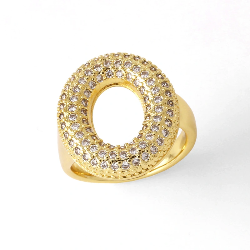 AS jewelry 26 English letters ring female gold-plated full zircon open ring rih31