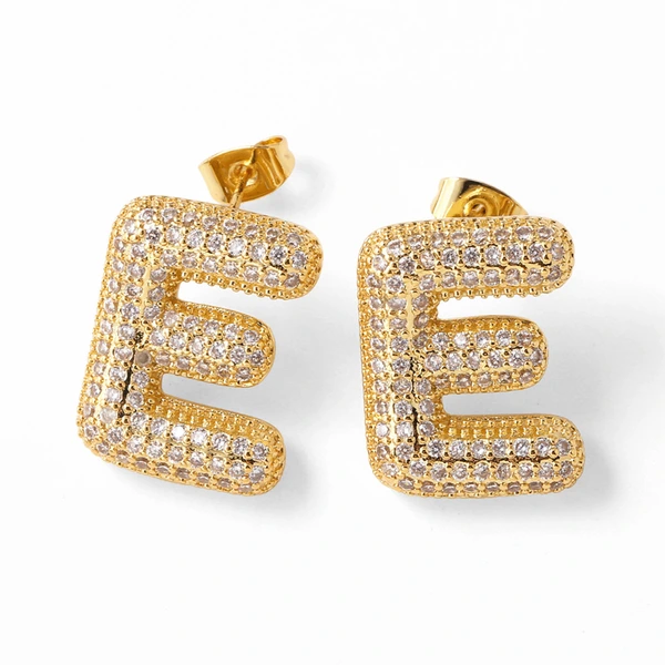 AS jewelry hot selling 26 English letters earrings gold-plated full zircon earrings female era009