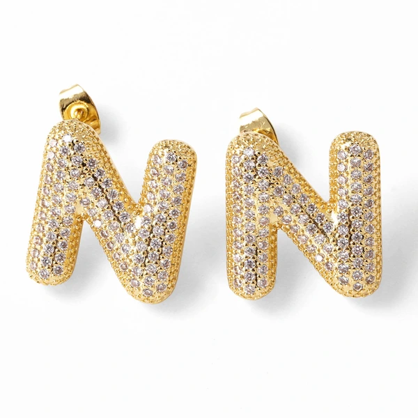 AS jewelry hot selling 26 English letters earrings gold-plated full zircon earrings female era009