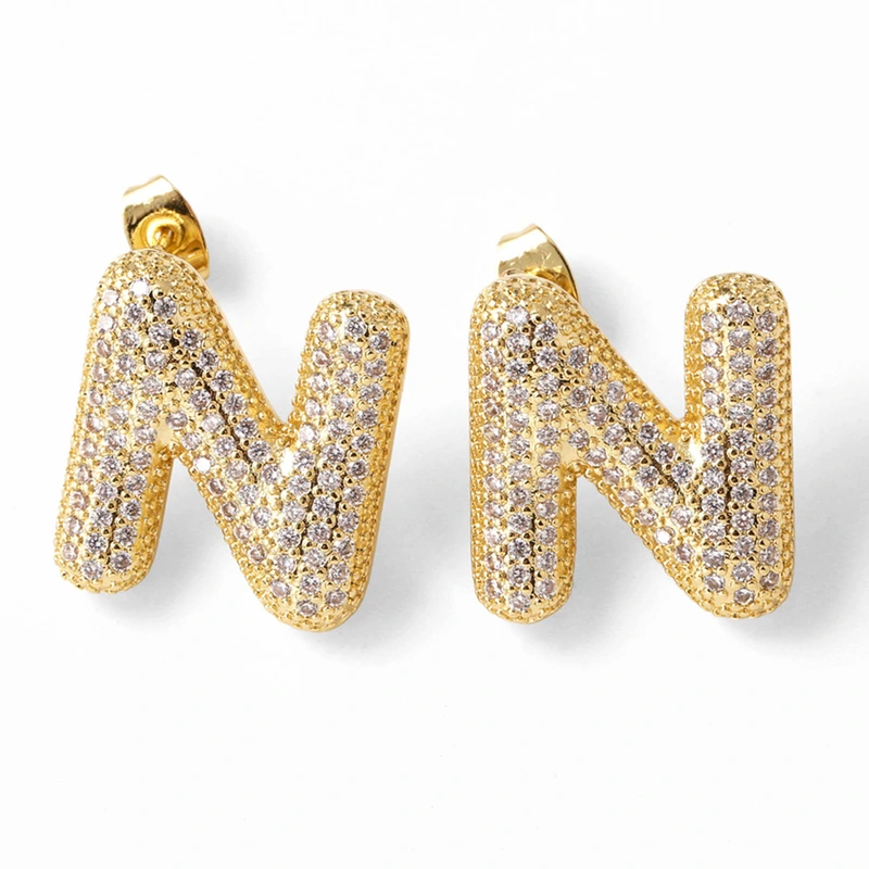 AS jewelry hot selling 26 English letters earrings gold-plated full zircon earrings female era009