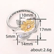  Sunflower Flower Adjustable Ring Women's Realistic Engraving Fashion Ring Popular Flower Leaf Jewelry