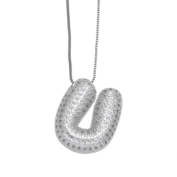 European and American hot-selling 26 English letters pendant necklace copper plated real gold inlaid with zircon clavicle chain nkq71