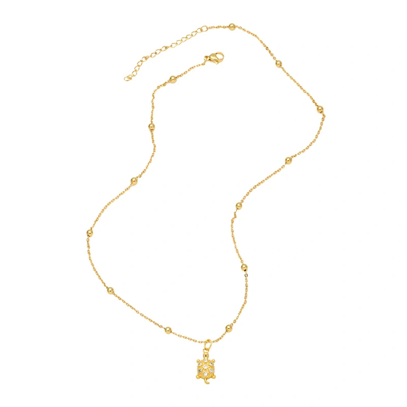 Clearance European and American personality fashion micro-inlaid colored zircon heart necklace female simple versatile necklace nkb630