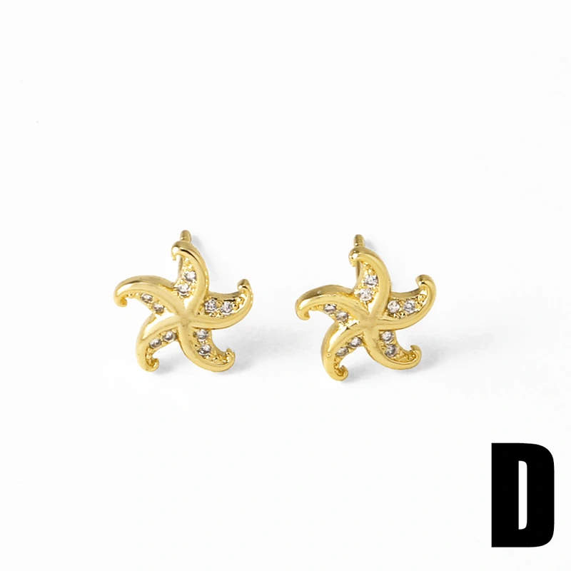 AS jewelry Europe and the United States hot selling ocean style 18k gold whale starfish earrings earrings erz57 earrings