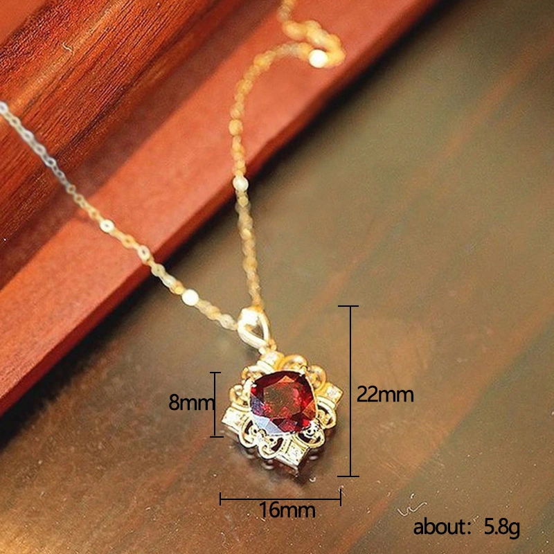 New jewelry elegant red gemstone necklace anniversary celebration luxury pendant necklace