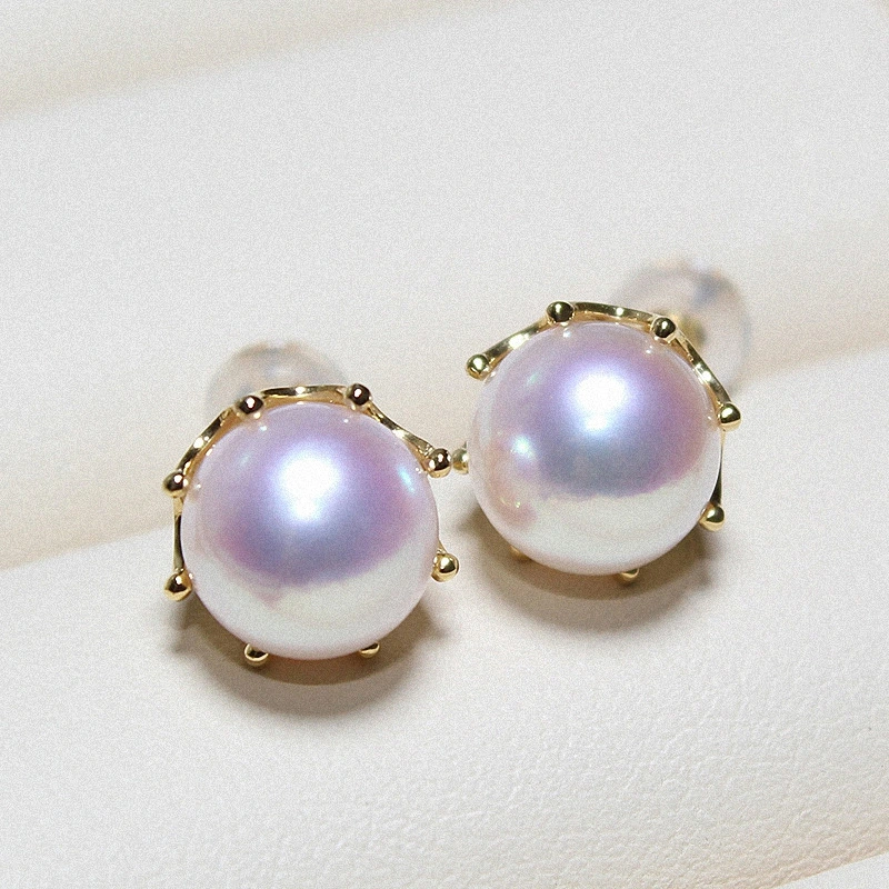 Classic minimalist imitation pearl earrings Japanese round retro Hepburn style earrings temperament princess style earrings