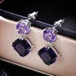 2021 new earrings hot sale temperament mysterious purple square zircon earrings European and American earrings wholesale