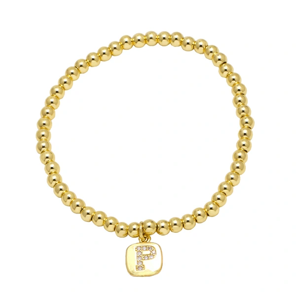 AS jewelry hot selling square 26 English letters pendant bracelet female beaded bracelet brf55