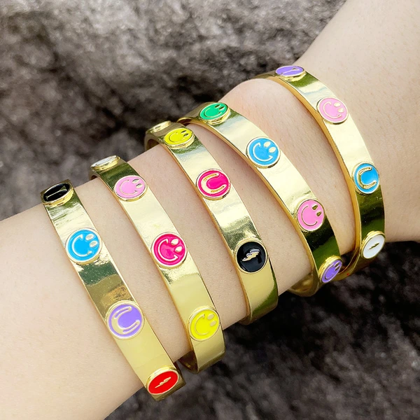 Jewelry European and American heavy industry bracelet color oil drop lightning wine glass smiley face expression bracelet brd92