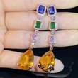 Dreamy zircon colored gemstone long earrings retro street fashion items Baroque court earrings