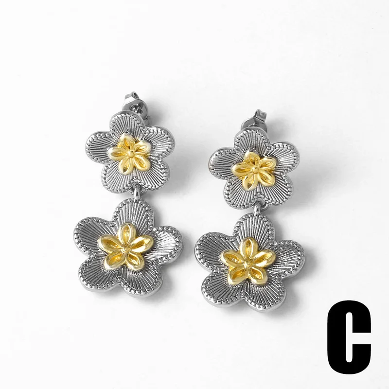 AS jewelry European and American love heart flower earrings female high-grade gold-plated zircon earrings earrings ert54