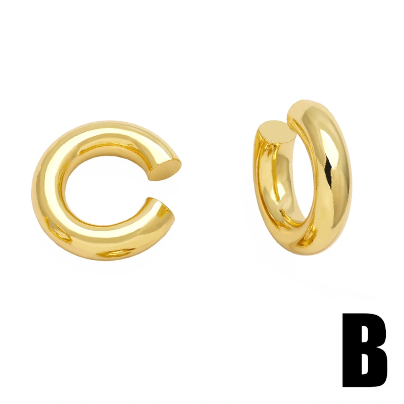 Clearance European and American simple glossy earrings female personality creative versatile gold-plated round ear clip earrings erz48