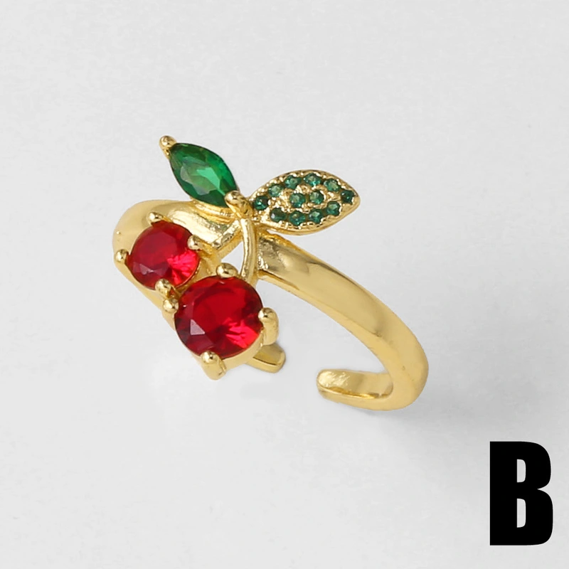 AS jewelry oil drop fruit cherry mushroom ring copper plated 18k gold ring rir43 ring