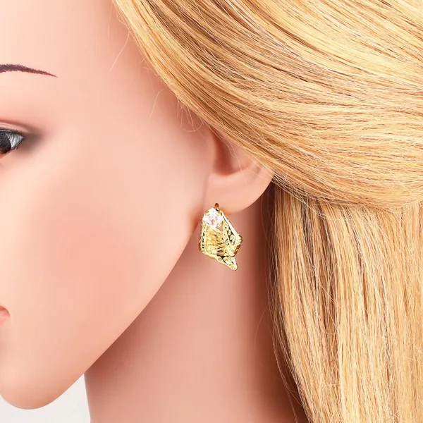 AS jewelry love irregular earrings female electroplated real gold inlaid zircon earrings era388