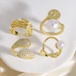 AS jewelry vintage pearl ring female copper plated 18k gold Madonna ring female riq52