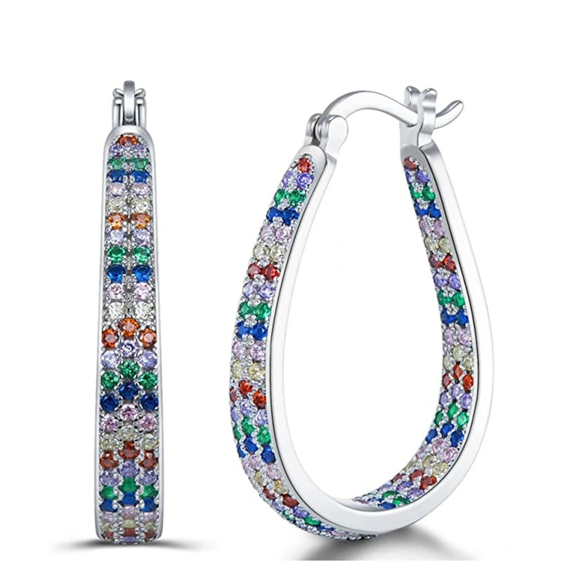 Bohemian style colorful earrings fresh and eye-catching inlaid zircon jewelry niche design earrings