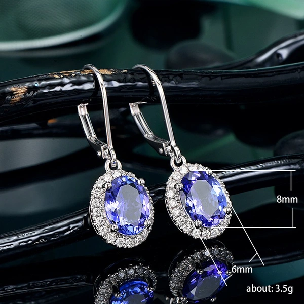 European and American new earrings shiny blue zircon long earrings charming ladies wedding party earrings wholesale