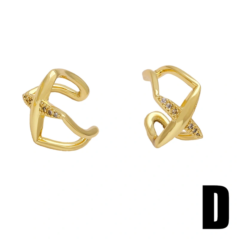 2024 new European and American inlaid zircon earrings for women niche light luxury gold-plated ear bone clips without ear holes erz98