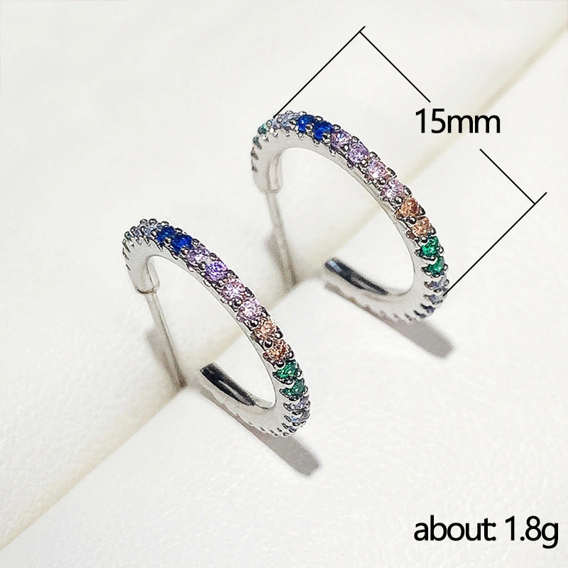 Korean Dongdaemun same style exquisite colored diamond temperament earrings for women 2022 European and American fashion earrings