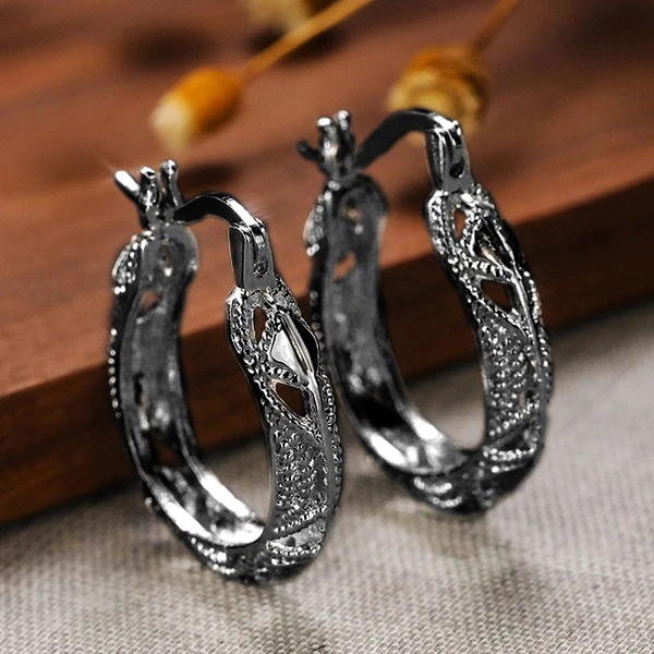 Hot selling e-commerce goods European and American creative simple openwork earrings female personality copper earrings