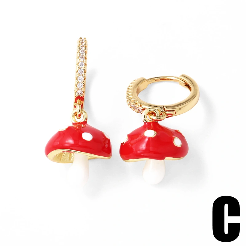 AS jewelry hot selling copper plated real gold oil drop fruit strawberry mushroom earrings earrings ers75