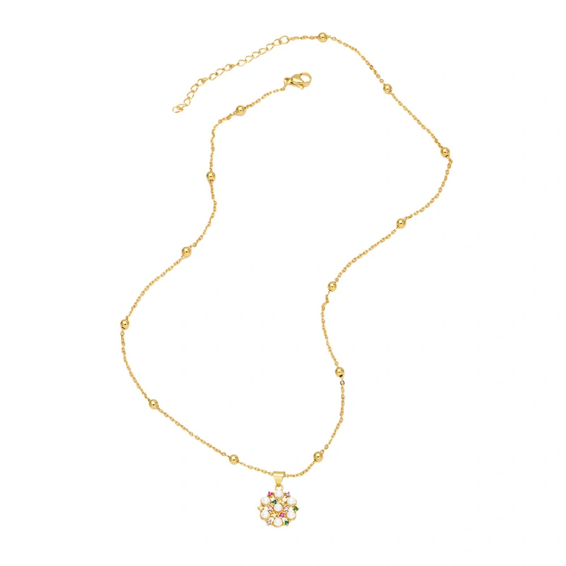 Creative personality inlaid with colored diamond umbrella pendant European and American niche design flower tree of life necklace clavicle chain nkr64