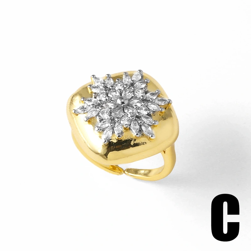 AS jewelry copper plated 18k gold snowflake adjustable ring female irregular ring rir27ring